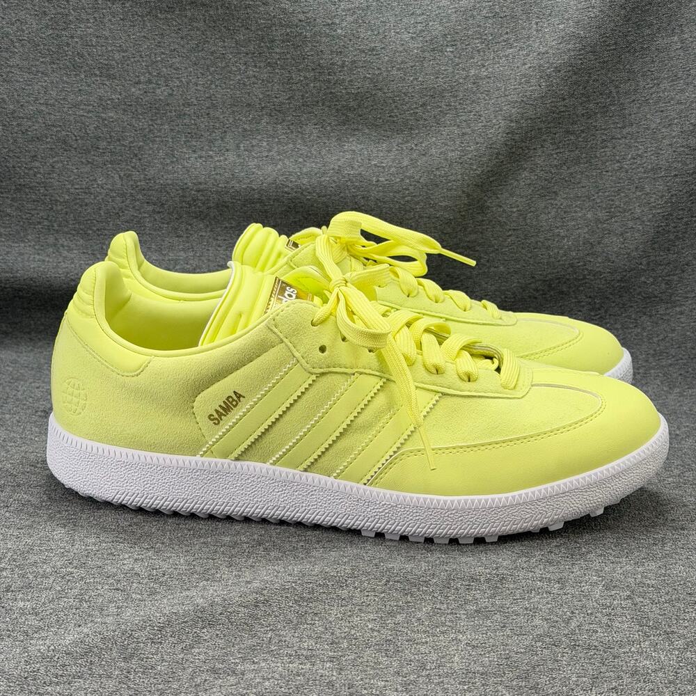 NEW Adidas Samba Golf Shoe Mens 11 Pulse Yellow Spikeless Gum Sole HP7877 NO BOX - Picture 3 of 11